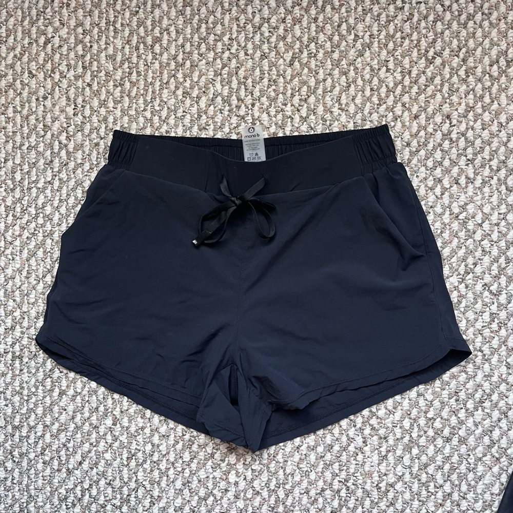 Mono B Black Athletic Shorts with Drawstring Waist
